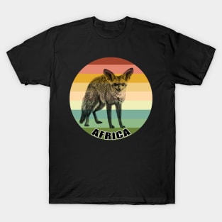 Bat-eared Fox on Vintage Retro Africa Sunset T-Shirt